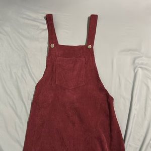 Red corduroy overalls